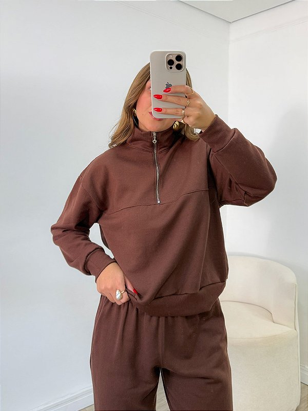 Conjunto moletom cozy marrom
