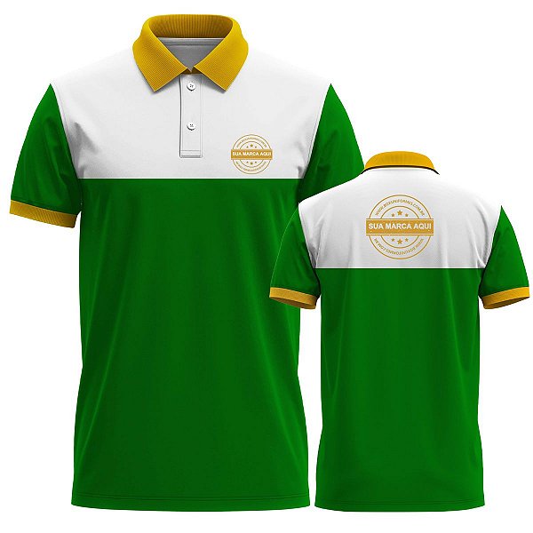 Camiseta Pólo com Recorte Mod: 063 | Estampa Localizada
