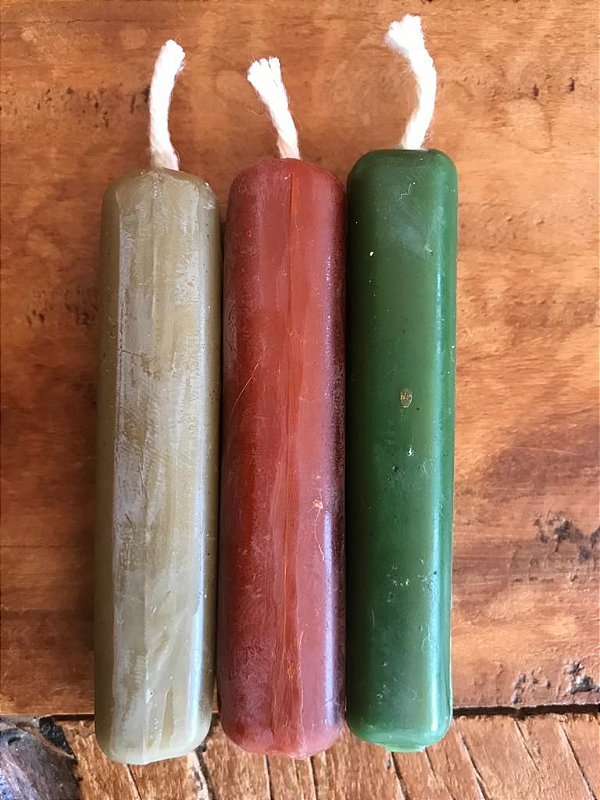 kit com 3 mini velas em cera de abelha