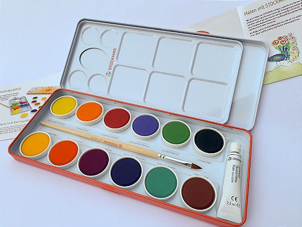 Aquarela Stockmar Pigmentada - lata com 12 cores