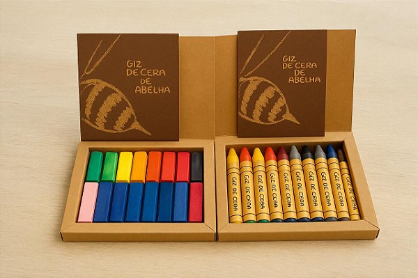 Combo giz de cera Apiscor 12 blocos + 12 bastões cores básicas