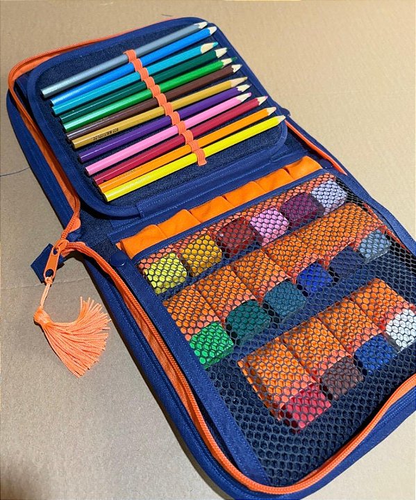 Estojo para gizes e lápis em jeans