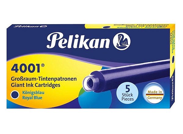 Cartucho para caneta tinteiro Pelikan azul / preto - caixa com 5 unidades