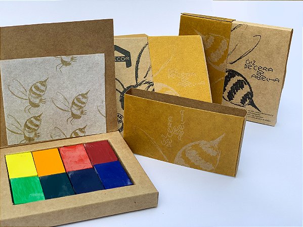 Giz de cera bloco Apiscor - caixa com 8 cores básicas