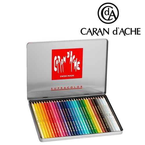 Lápis fino Caran d'Ache Supracolor - lata com 30 cores