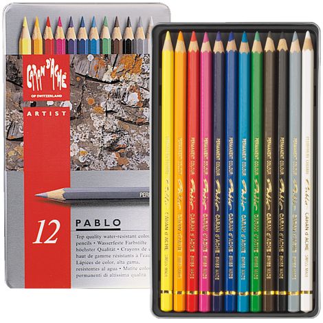 Lápis de cor Pablo Caran d´Ache - lata com 12 cores