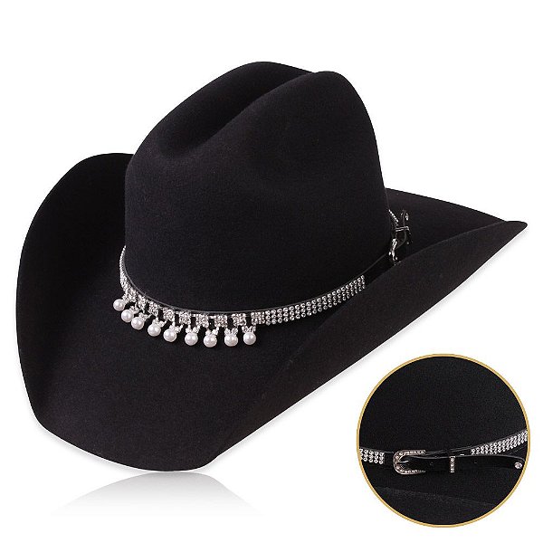 Bandinha para chapéu com strass - Fita chapéu
