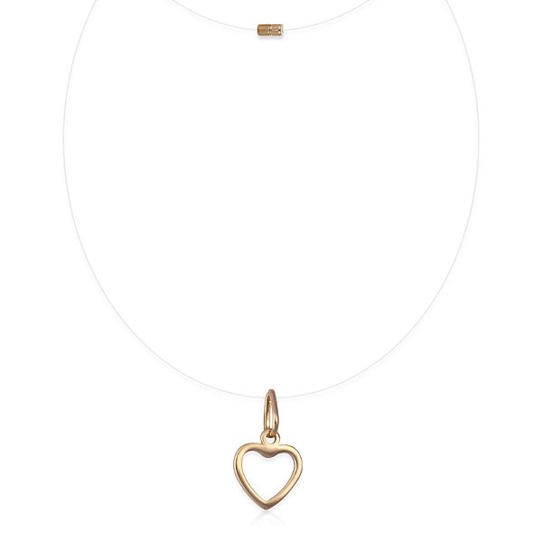 Chocker pingente coração fio de nylon
