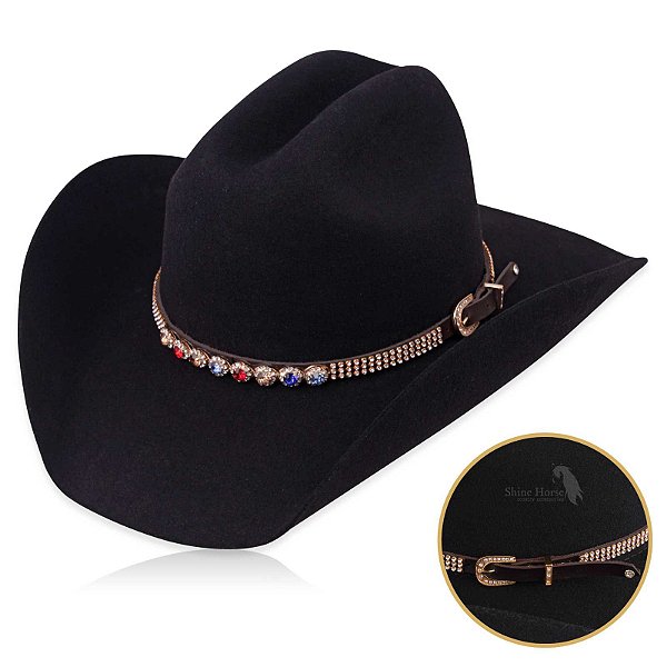 Bandinha para chapéu com strass - Fita chapéu