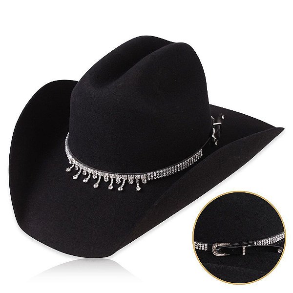 Bandinha para chapéu com strass - Fita chapéu