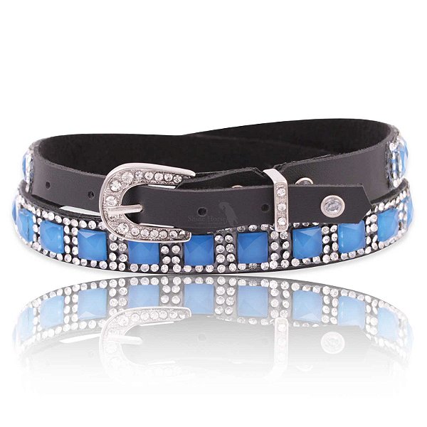 Bandinha para chapéu com strass azul - Fita chapéu
