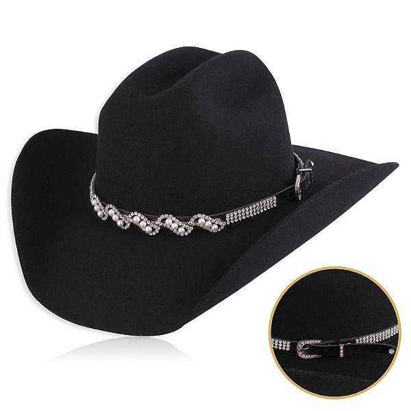 Bandinha para chapéu com strass - Fita chapéu