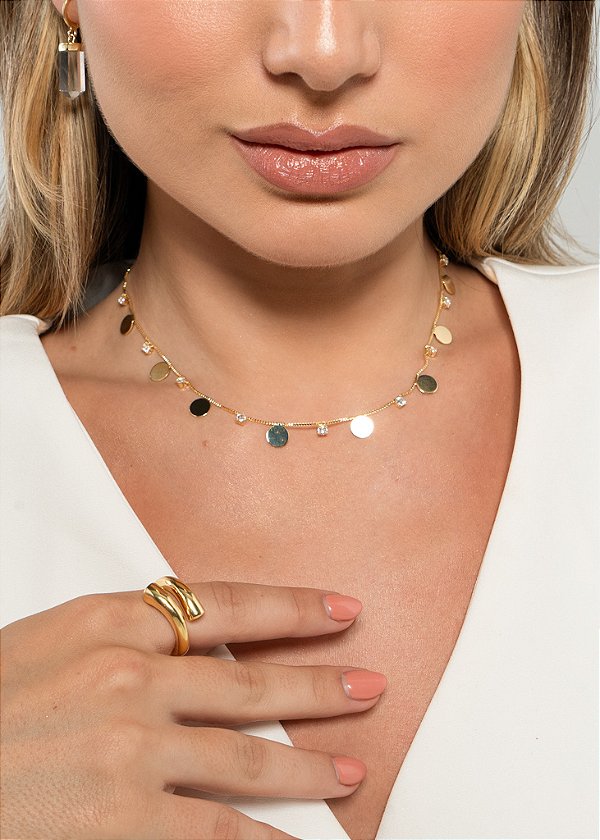 Colar medalhas e zircônias