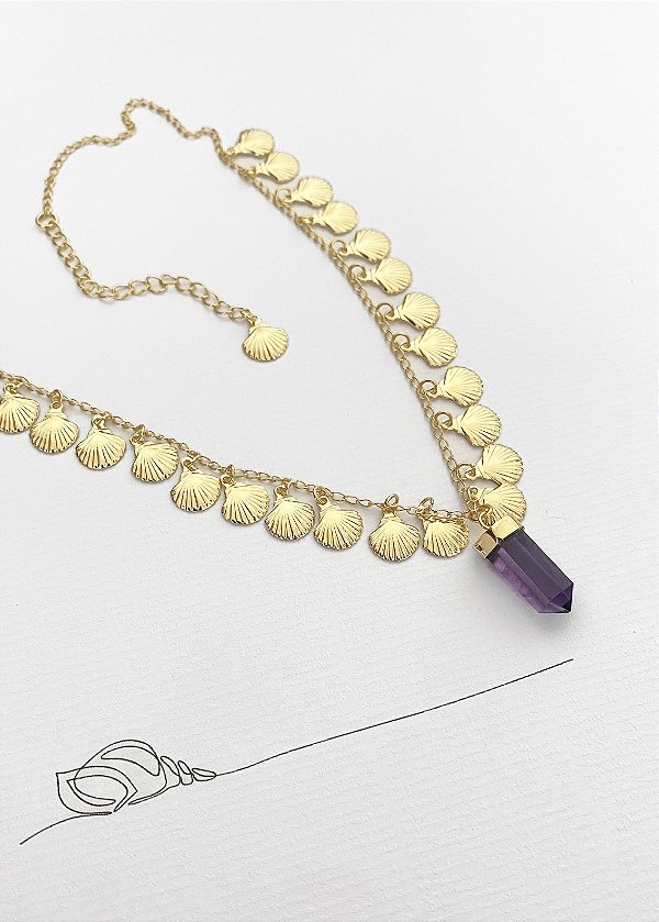 Choker Conchas e Quartzo