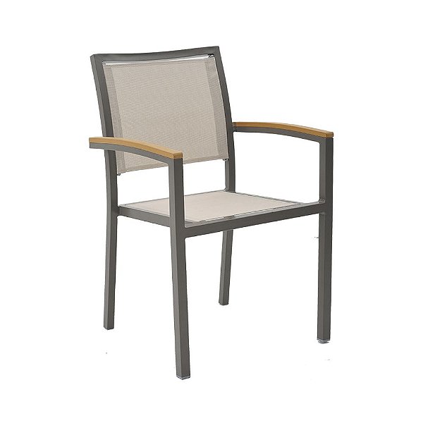 CADEIRA MARAGOGI - ALUMINIO - AMENDOA - C/TELA - BEGE
