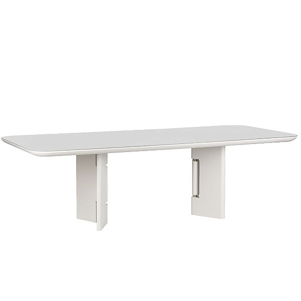 MESA BISTROL - 2,40 X 1,10 - COM VIDRO - OFF WHITE