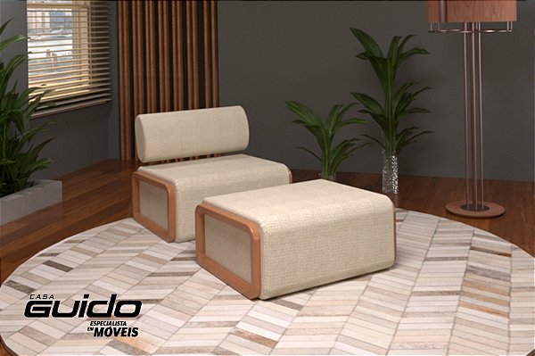 POLTRONA VOGUE CURVE TECIDO C7Q - NATURAL - Guido - Especialista em Móveis