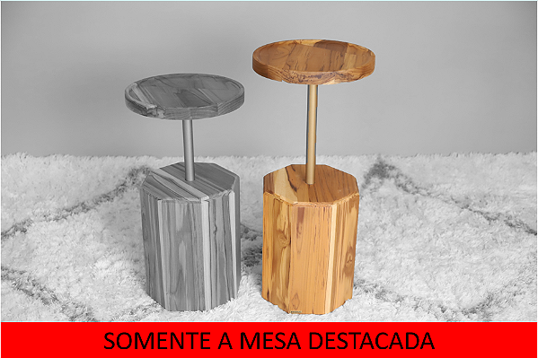 MESA LATERAL OTTAGONALE 260X69 MAIOR HASTE DOURADA - TECA