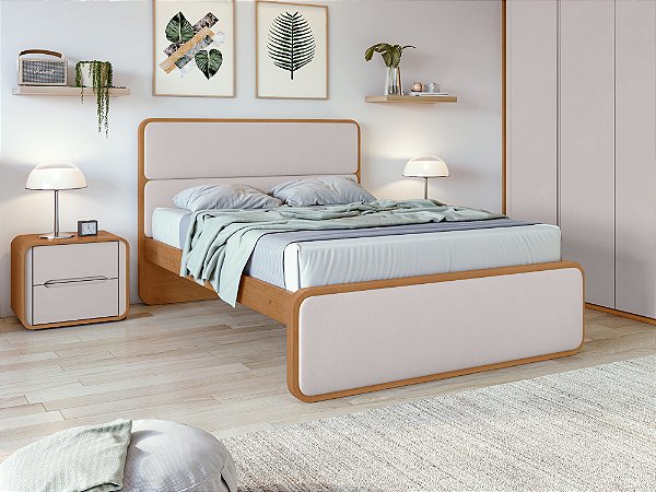 CAMA CASAL LOPAS LOOP 1,40MT TC CR BEGE./AMENDOA CLEAN