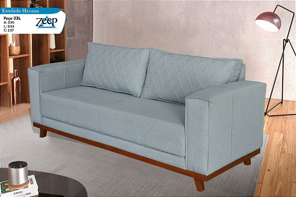 SOFA 3L ZEEP HAVANA 2,10MT TEC 547 LINHO ./CINZA CLARO