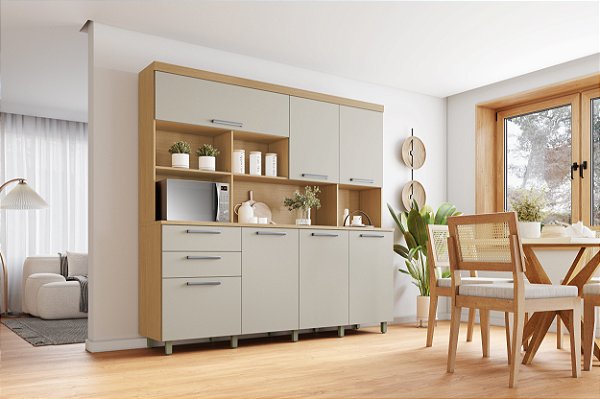 KIT COZINHA NOBREZA 7P 2,10MT (500974) ./CARV/GREIGE