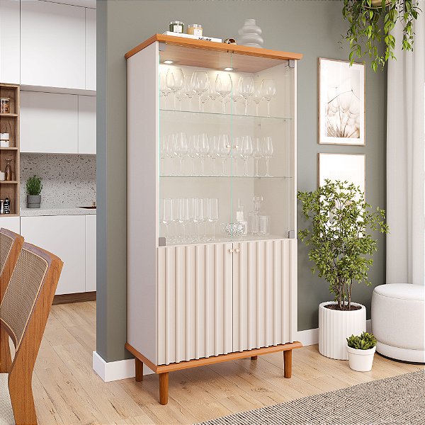 CRISTALEIRA LUIZA 4P 85X176X45 C/VD ./CINAMOMO/OFF