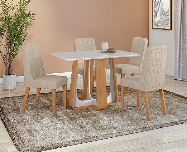 CJ MESA LOPAS SINTONIA C/4 CD LUAR VD OFF./AMD TC LINHO BEGE