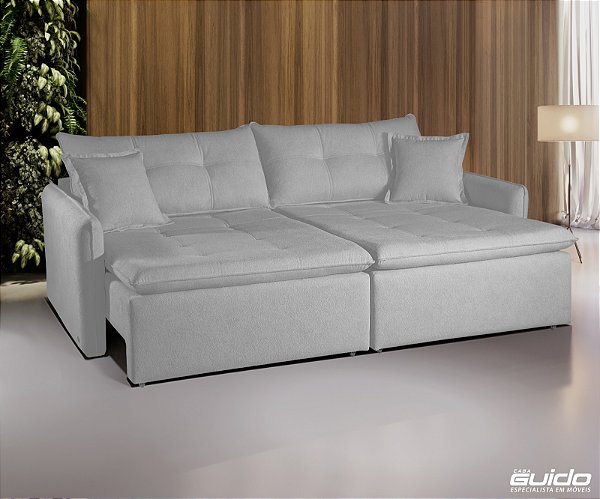 SOFA CAMA BIANCHI PORTO 2,20MT BI-PART TEC K127 LINHO ./CINZ