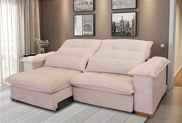 SOFA 4L JW DOHA 2,40MT RET/RECL TEC D02 NEW ./BOUCLE BEGE ./