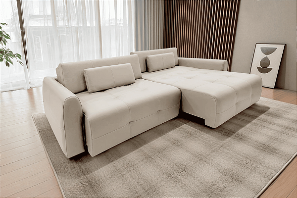 SOFA CAMA STORY LV090 2,40MT TC 20.001 COURO ./OFF-WHITE