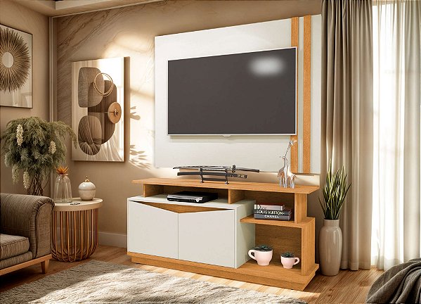 RACK COM PAINEL AVELAN NAPOLI/NORONHA 1,36MT ./FRE/OFF WHITE