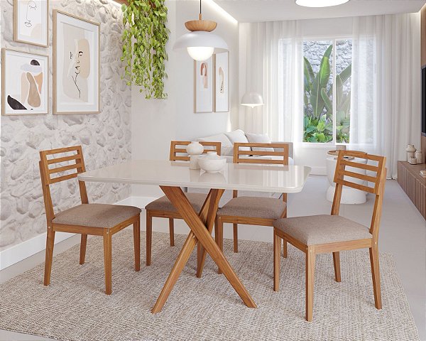 MESA CIMOL CACAU 1,30X0,90 C/ VD RET. OFF WHITE ./MADEIRA/OF