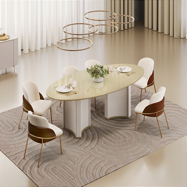 MESA DJ LIZ 2,18X1080 OVAL TP CHANF VD OFF ./OFF WHI/DOUR ./