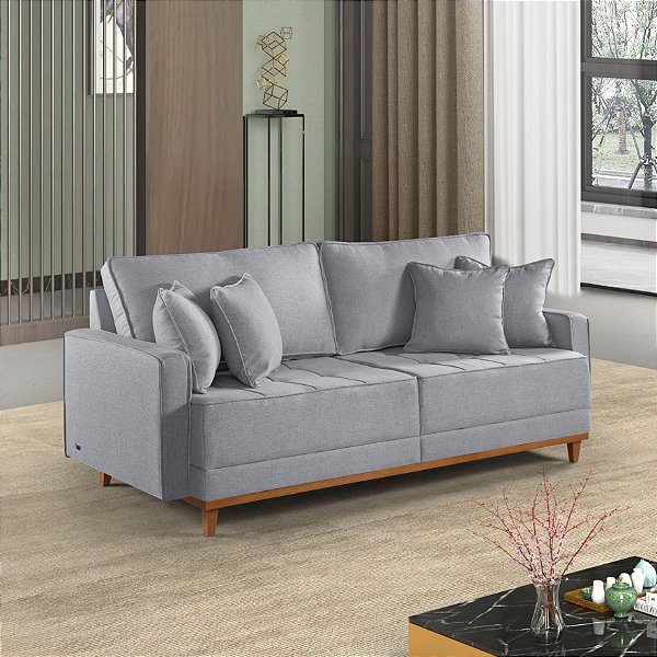 SOFA 3L MARTINS M-199 2,00MT TEC B-463 LINHO ./CINZA