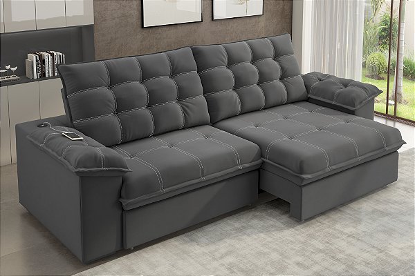 SOFA 4L BESTHOUSE PARMA SLIM RET/REC 2,50MT C/USB VEL ./TITA