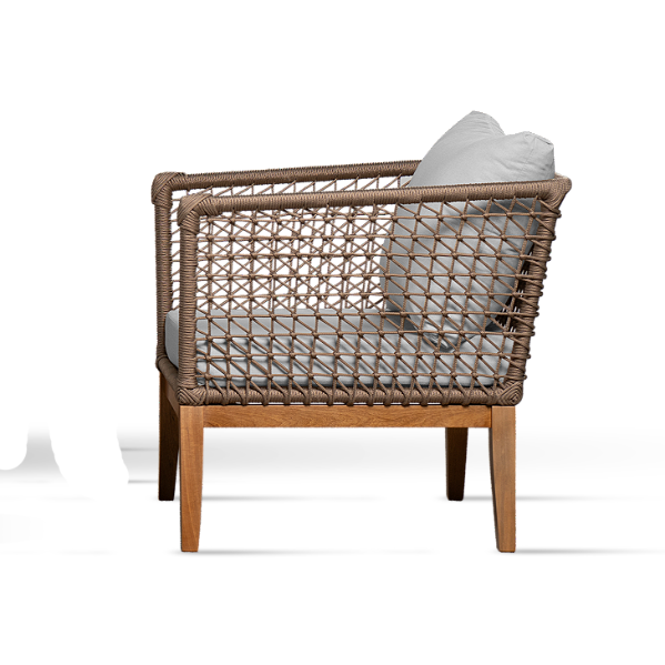 POLTRONA BERTOLI TULIPA 4 CORDA RAMI TC CHINO ./GELO