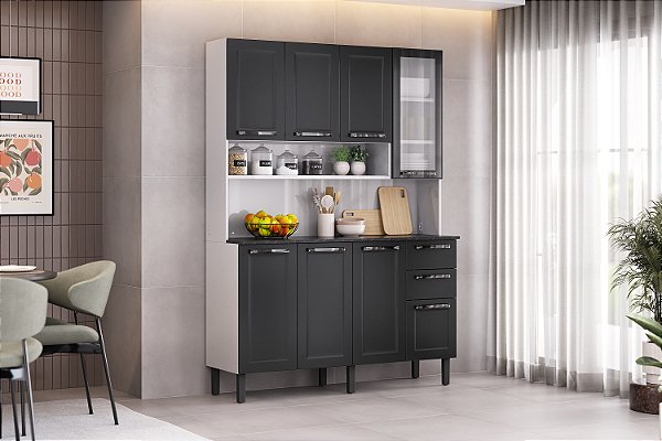 KIT COZINHA ITATIAIA FLORENCA 8P 2G 1,40MT (1769) ./GRAFITE