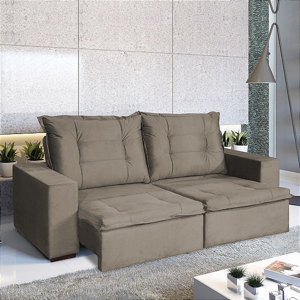 SOFA 3L ARIEL RETRÁTIL / RECLINÁVEL  2.12M VELUDO LIGHT/MARROM