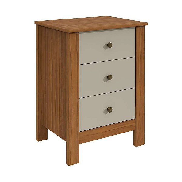 MESA DE CABECEIRA MAGGIORE 3 GAVETAS /ROVERE NATURAL/OFF WHITE