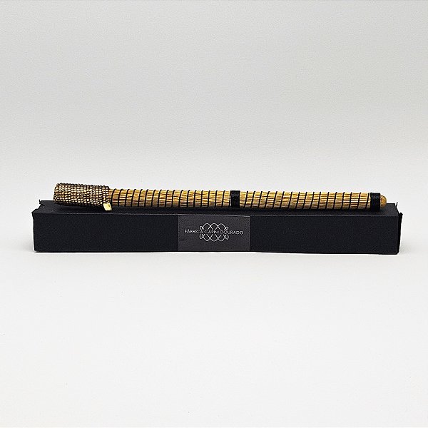 Caneta Spiro Capim Dourado e Fio de Seda Preto CA22