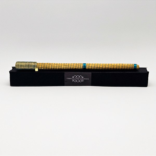 Caneta Spiro Capim Dourado e Fio Fino Azul Oceano CA30