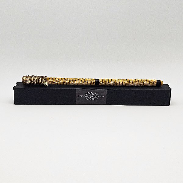 Caneta Spiro Capim Dourado e Fio Fino Preto CA32