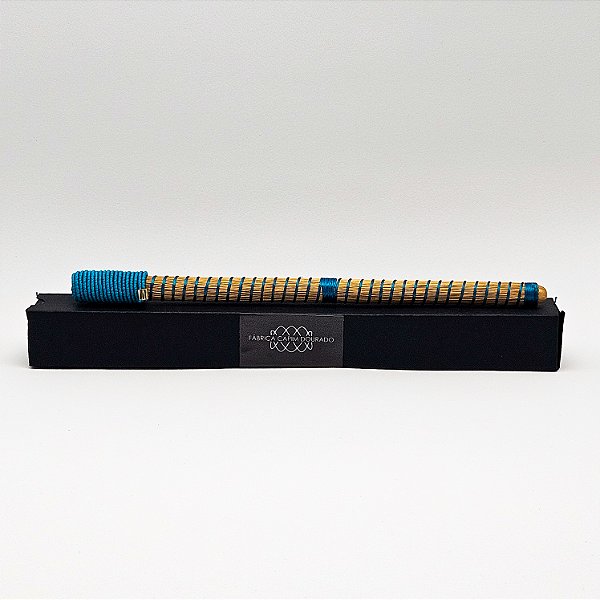 Caneta Spiro Capim Dourado e Fio Cor Vibrante Azul Oceano CA40