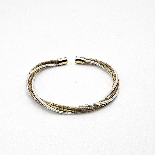 Pulseira Capim Dourado e Fio Branco PL52 - Hipoalergênico
