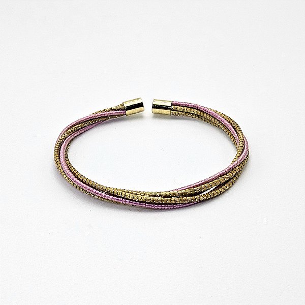 Pulseira Capim Dourado e Fio Rose PL54 - Hipoalergênico