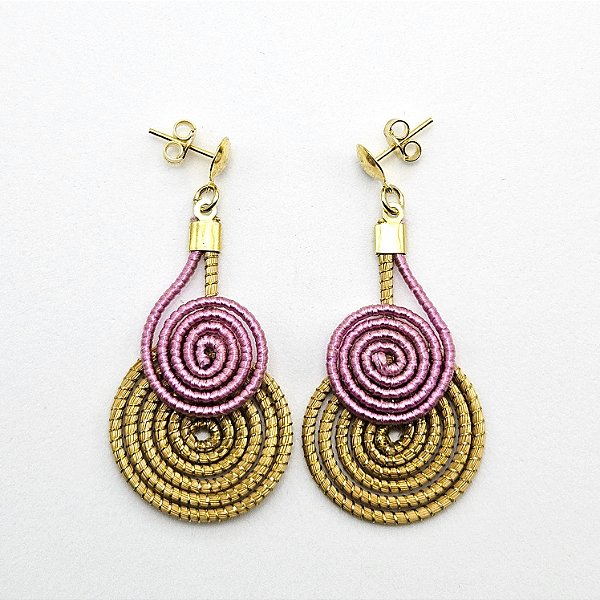 Brinco Capim Dourado e Fio Rose BL4 - Hipoalergênico