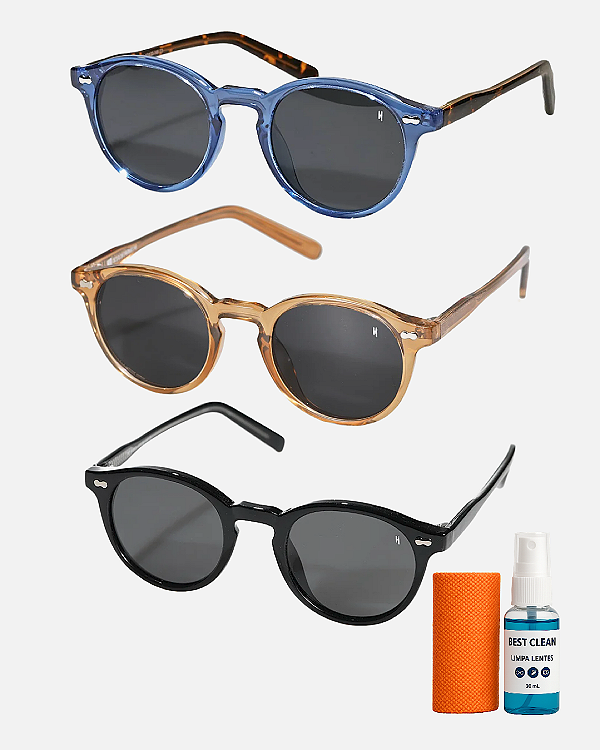 KIT 3 ÓCULOS MACAU + Limpa lentes brinde