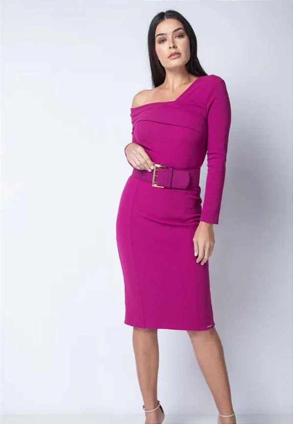 vestido roxo midi