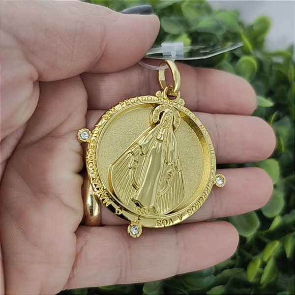Pingente Nossa Senhora das Graças folheado em ouro