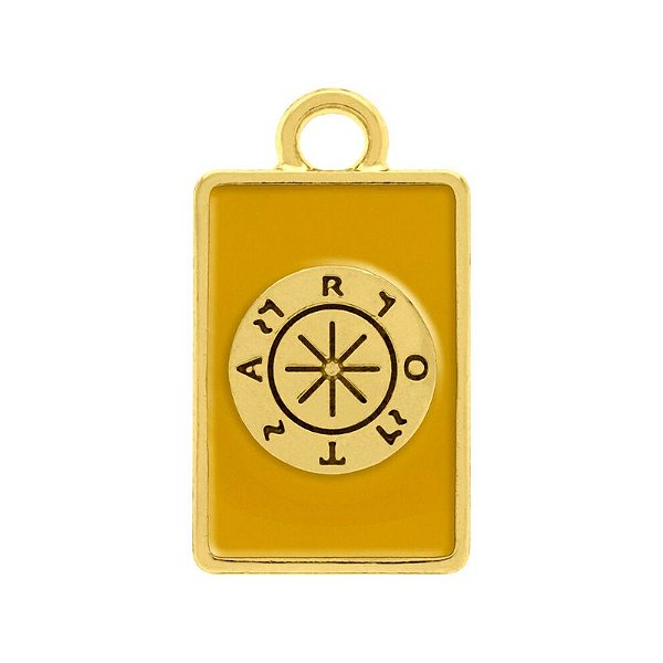Pingente Dourado (resina amarela) Tarot Roda da Fortuna